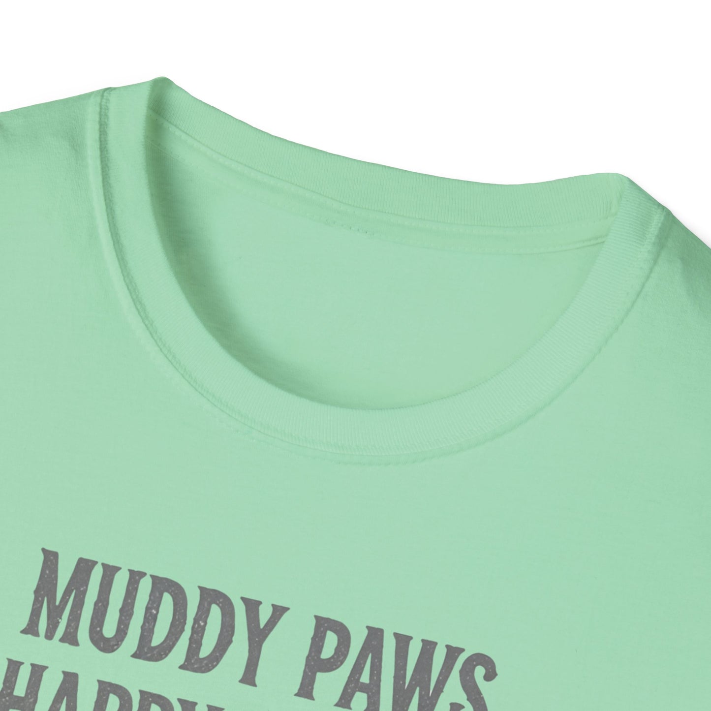 T-shirt for Dog lovers Muddy Paws, Happy Hearts Unisex Softstyle T-Shirt – Perfect for Dog Lovers
