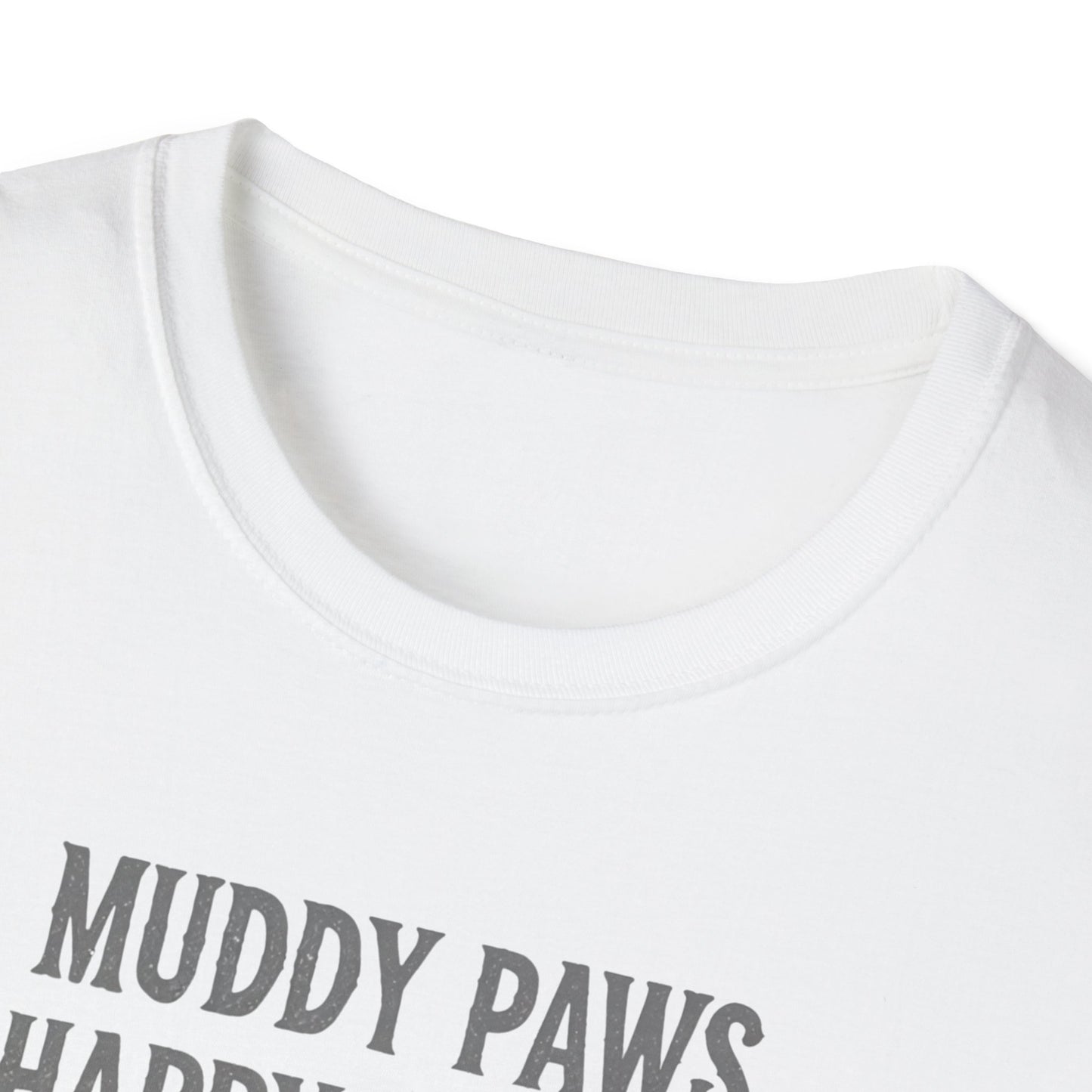 T-shirt for Dog lovers Muddy Paws, Happy Hearts Unisex Softstyle T-Shirt – Perfect for Dog Lovers