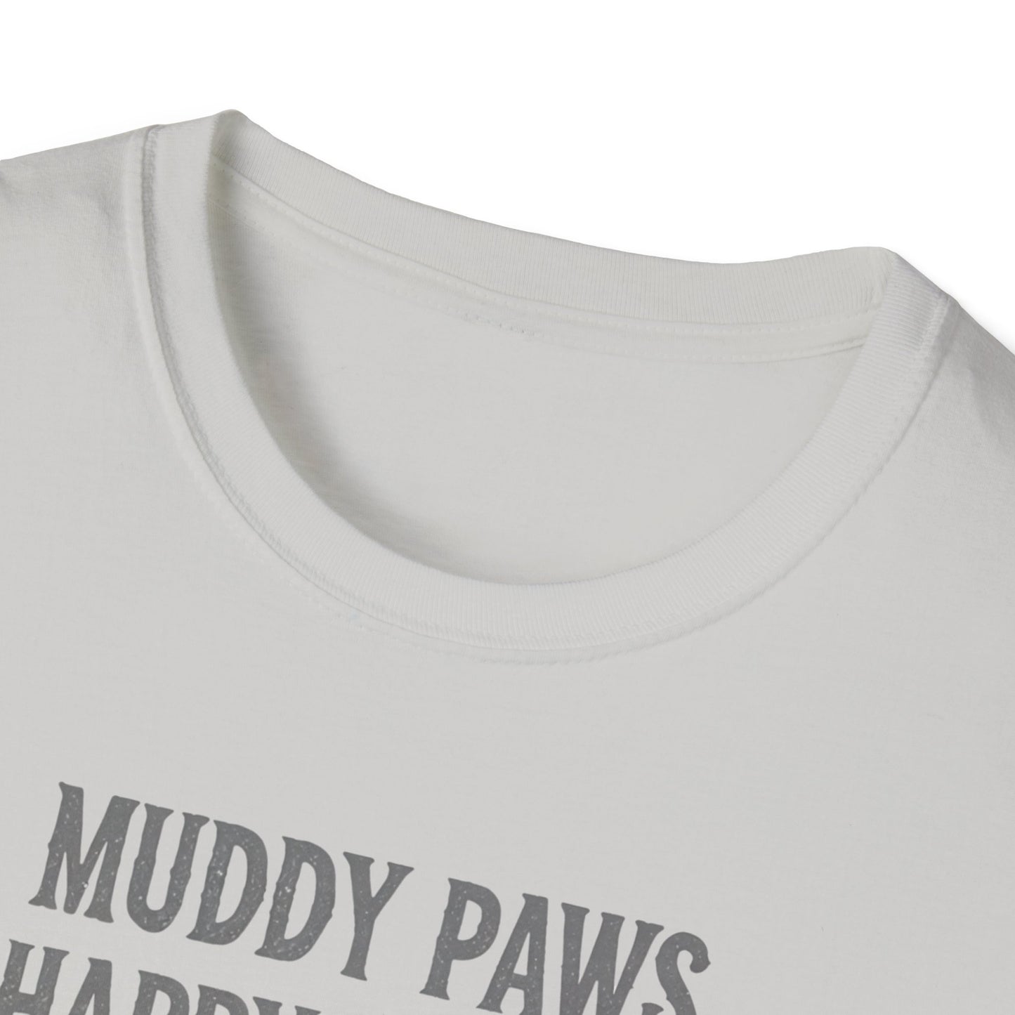 T-shirt for Dog lovers Muddy Paws, Happy Hearts Unisex Softstyle T-Shirt – Perfect for Dog Lovers