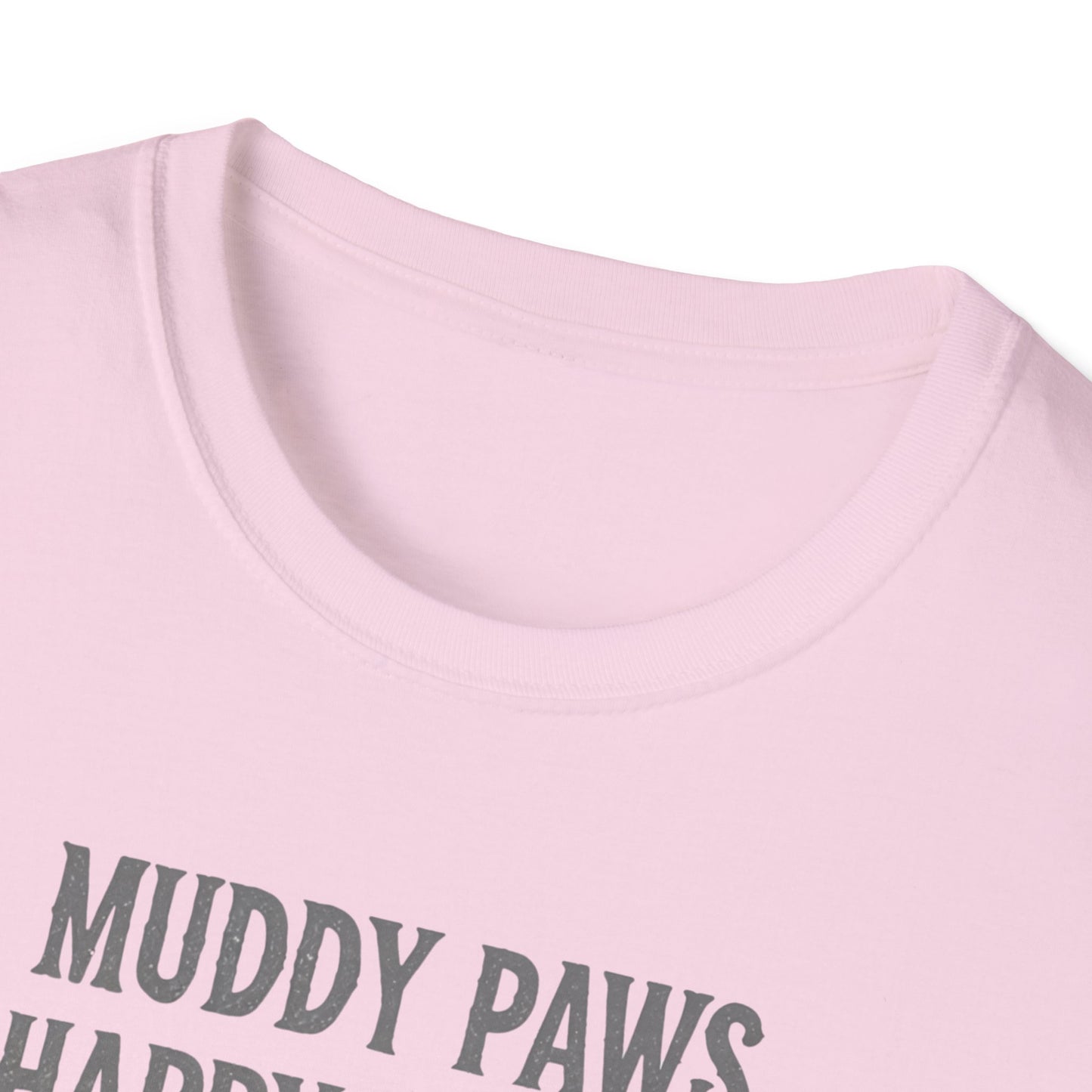 T-shirt for Dog lovers Muddy Paws, Happy Hearts Unisex Softstyle T-Shirt – Perfect for Dog Lovers