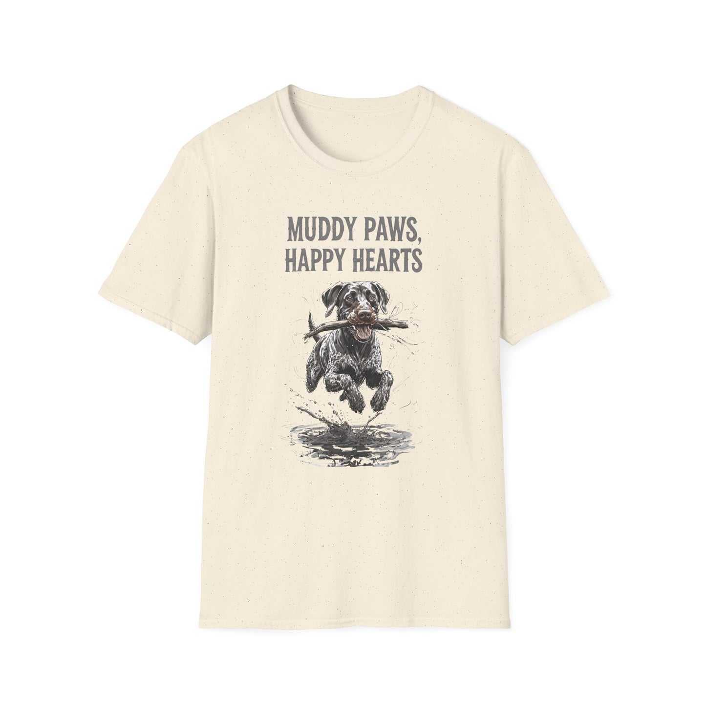 T-shirt for Dog lovers Muddy Paws, Happy Hearts Unisex Softstyle T-Shirt – Perfect for Dog Lovers