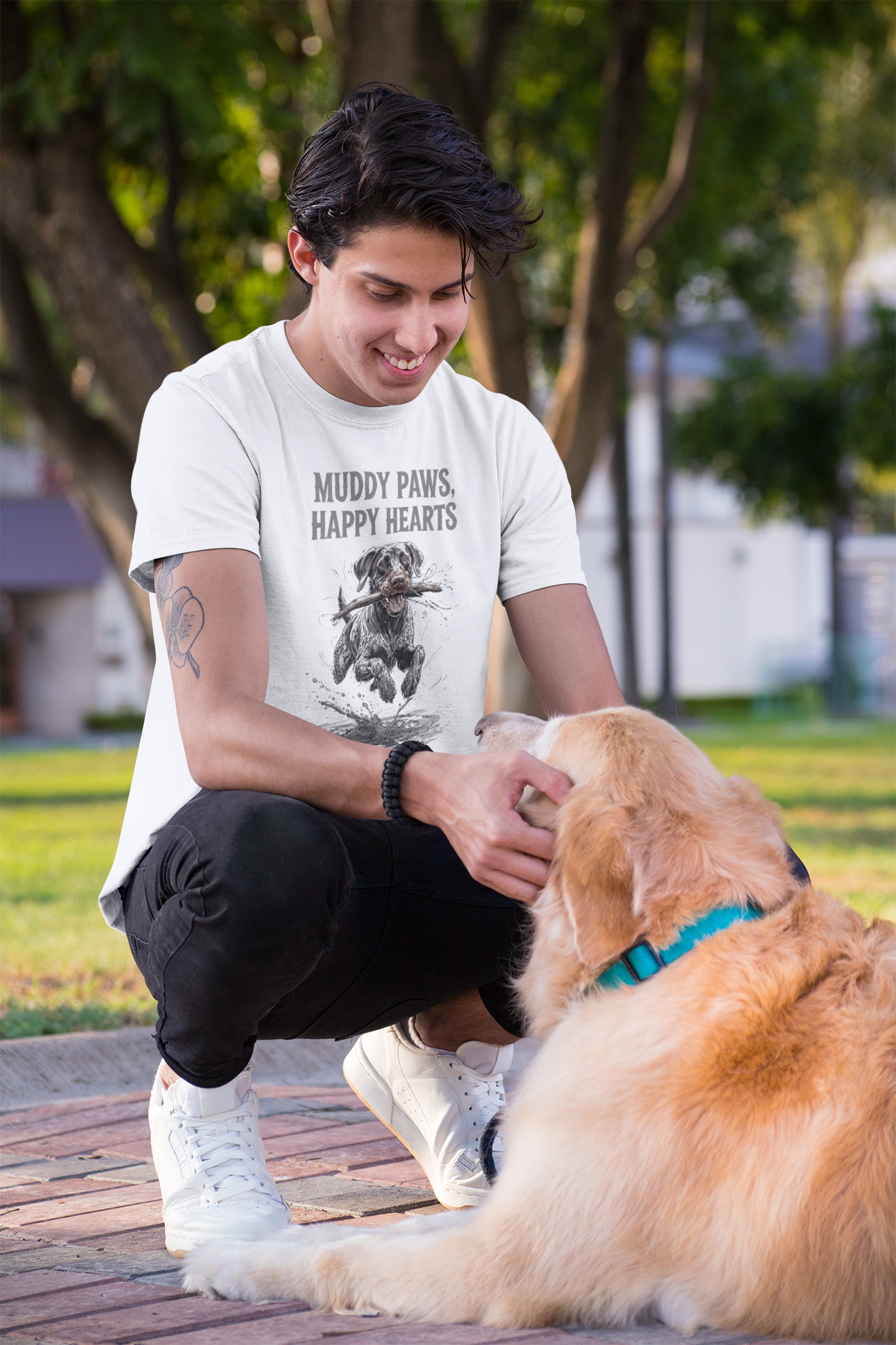 T-shirt for Dog lovers Muddy Paws, Happy Hearts Unisex Softstyle T-Shirt – Perfect for Dog Lovers