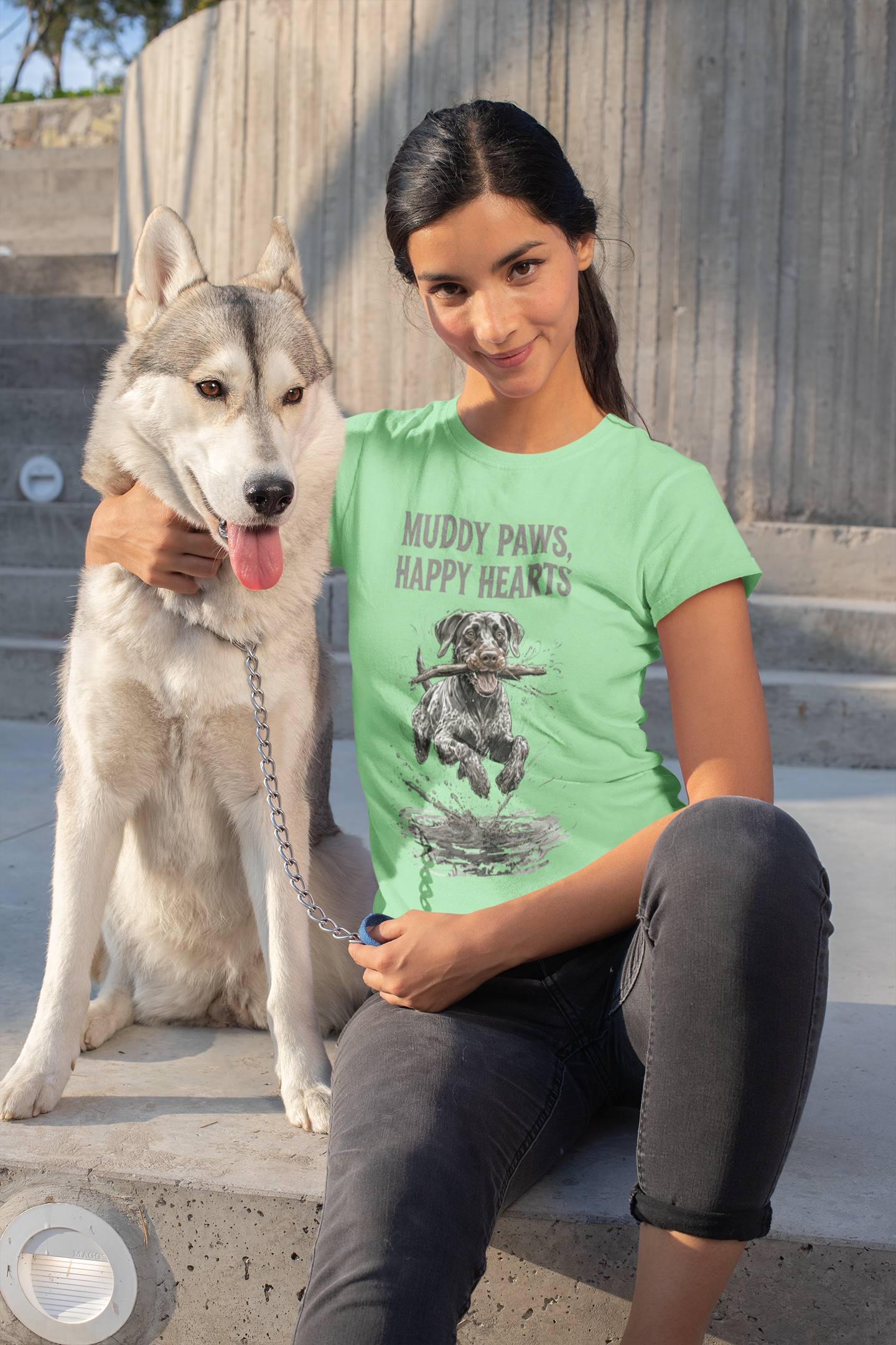 T-shirt for Dog lovers Muddy Paws, Happy Hearts Unisex Softstyle T-Shirt – Perfect for Dog Lovers
