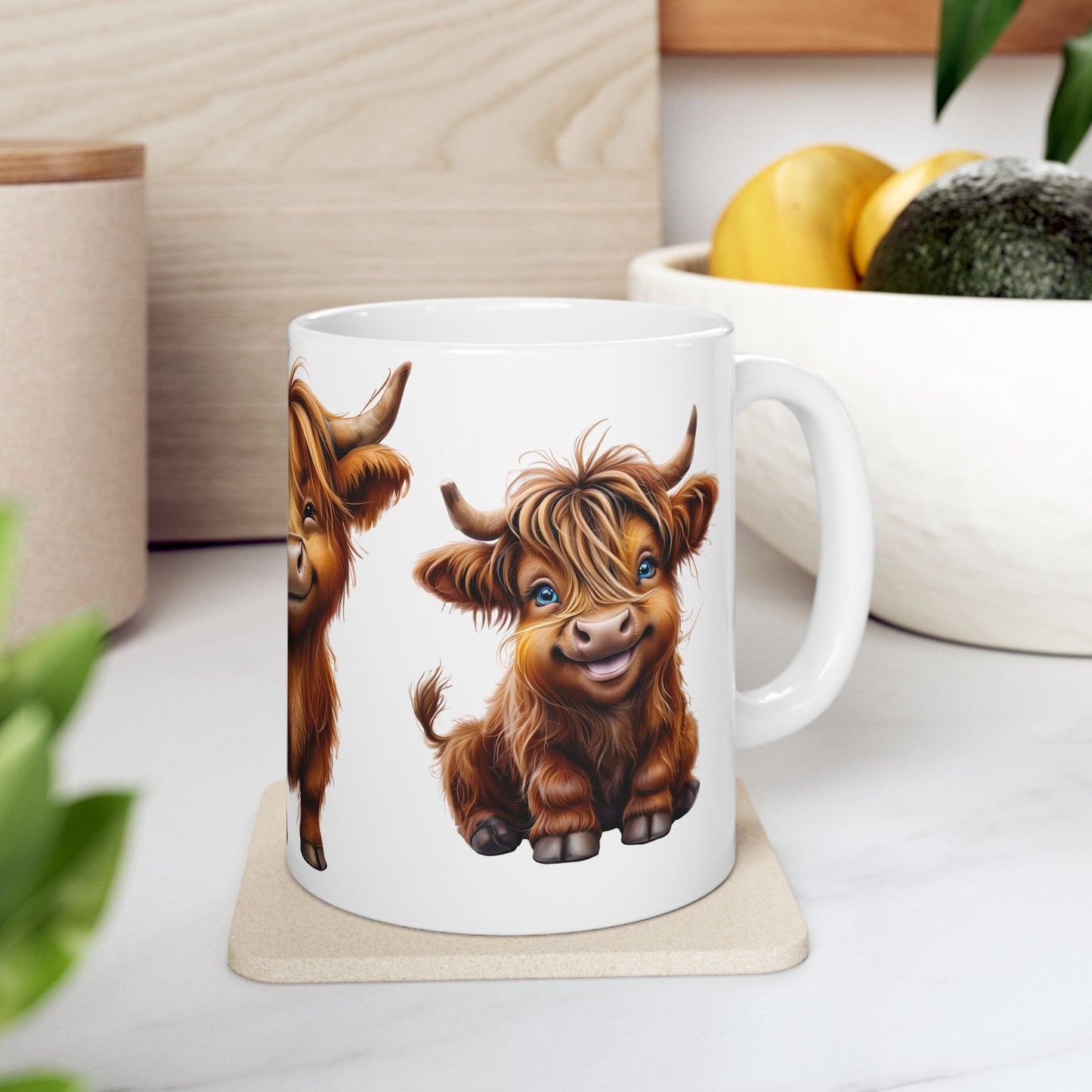 Cute Highland Cow Ceramic Mug - Perfect Gift for Animal Lovers