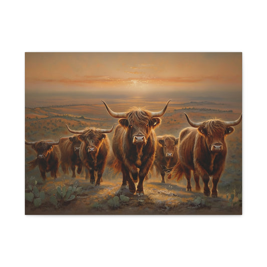 Highland Cattle Canvas Wall Art - Rustic Farmhouse Decor